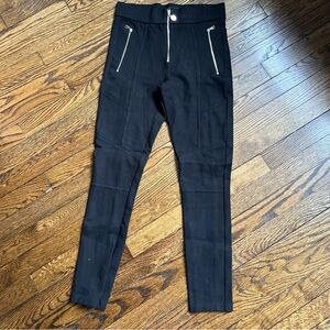 Zara Black Stetch Going Out Pants with Exposed Zipper Hardware size M